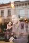 The man phone over the window in the restaurant Photo