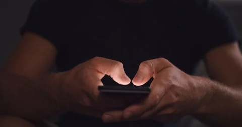 Man on Phone Texting, Social Media, Typing on Smartphone / Mobile Device Stock Footage