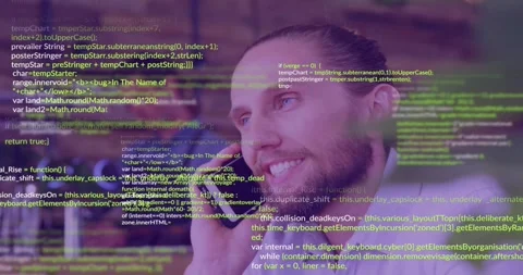 Man on phone while plant shifting revealing face, overlay tracking man expanding Stock Footage 332289879