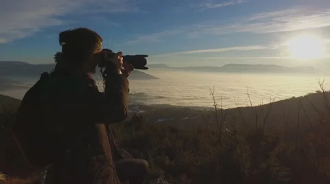Man photographing mountain Stock Footage 58071826