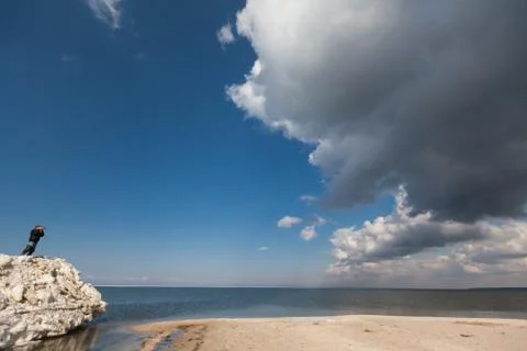 Man photographs a thundercloud Stock Photos