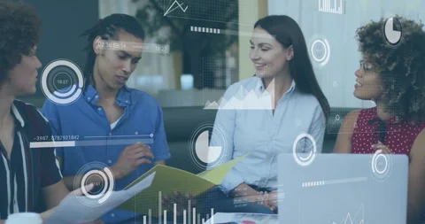 Man picking up folder and explaining charts, sharing data in business meeting Stock Footage 309761929