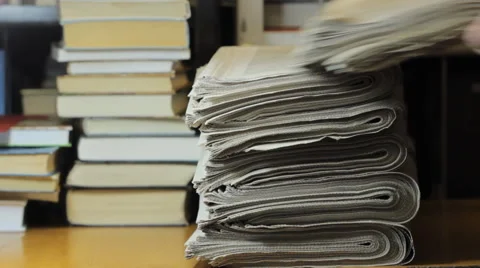 Man picks up the newspaper Video stock 59892086