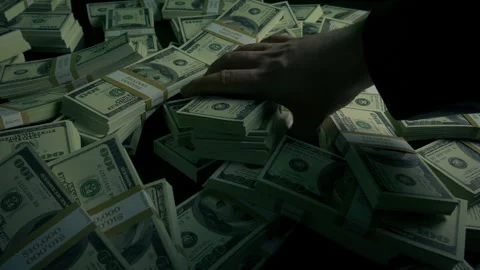 Man Picks Up Stack Of Money Stock Footage 188260136