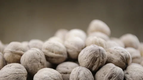 Man picks up a walnuts Stock Footage 58334056