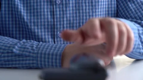 The man picks up the Wireless telephone. Stock Footage 152335604