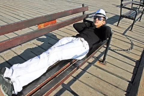 Man on the pier Stock Photos