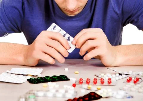 Man with a Pills Foto stock