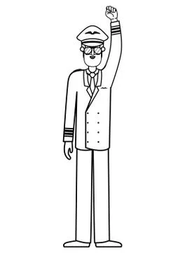 Man pilot with hand up avatar character Stock Illustration
