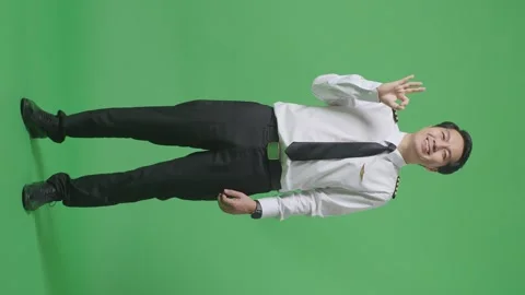 Man Pilot Smiling And Saying Wow While Standing In The Green Screen Background Stock Footage 244399161