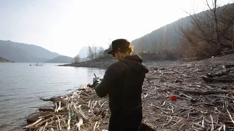 Man piloting a drone Stock Footage 102851711