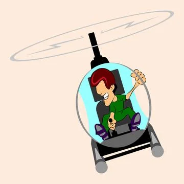 Man piloting a helicopter Stock Illustration