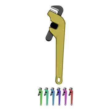 Man pipe wrench cartoon vector graphic Stock Illustration