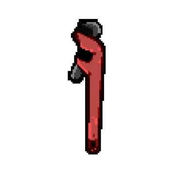 Man pipe wrench pixel art vector illustration Stock Illustration