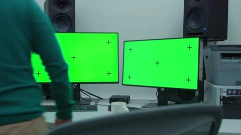 A man placed a working chair in the scene, sits down on it Stock Footage 277092514