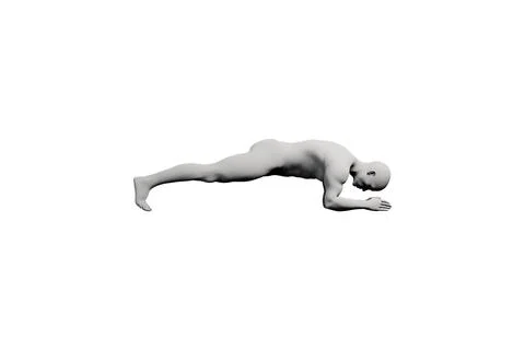Man in plank pose on white studio background Stock Illustration