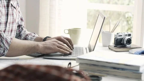 Man planning his next climb trip Stock Footage 103202724