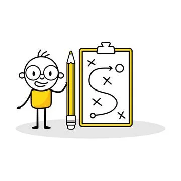 Man planning to overcome difficulty or obstacle to reach goal or target. Stra Stock Illustration