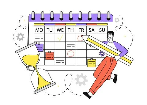 Man with planning vector doodle Stock Illustration