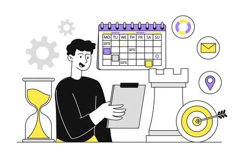 Man plans task vector linear イラスト素材