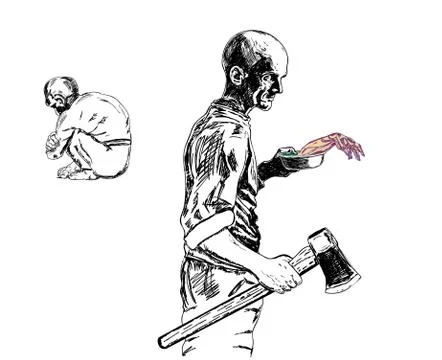 Man with a plate Stock Illustration