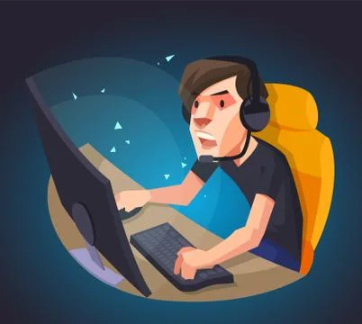 A man play the computer game, Vector illustration. Stock Illustration