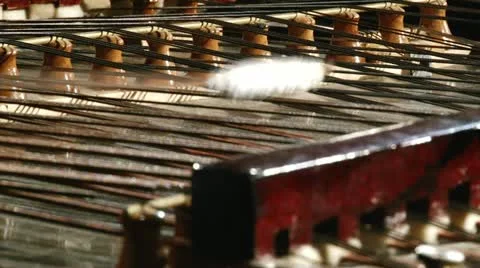 Man play cymbalo, dulcimer, string instrument Video stock 12665018