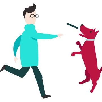Man play with dog vector pet lover icon Stock Illustration