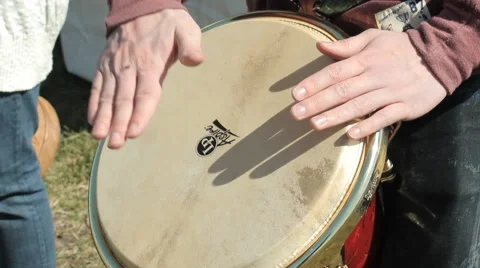 Man Play The Hand Drum. With sound Stock Footage 47506647