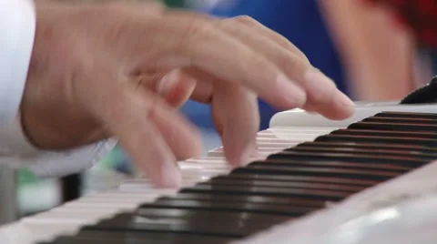 Man play music keyboard, dynamic Stock Footage 7745474