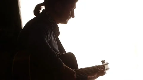 Man playing acoustic guitar 1 Stock Footage