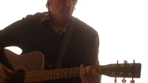 Man playing acoustic guitar 4 Stock Footage
