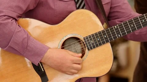 Man playing acoustic guitar Stock Footage 50449393