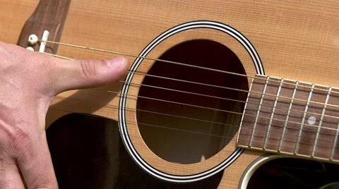 Man playing acoustic Guitar, Slow motion Stock Footage