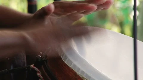 Man playing african percussion, conga Stock Footage 7737862