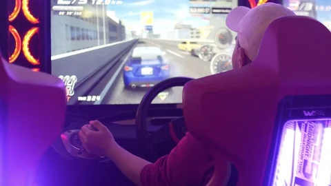 Man playing arcade video games Video stock 74022293