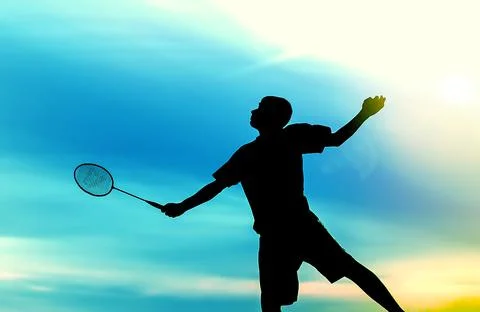 Man Playing Badminton Stock Photos
