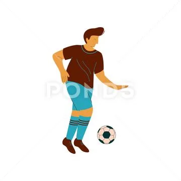 Man Playing with Ball, Male Character in Sports Uniform Vector Illustration Stock Illustration