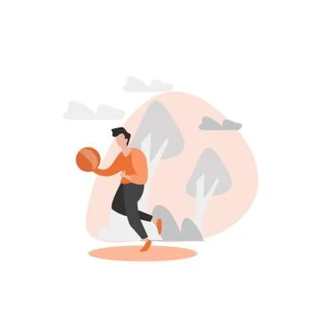 Man playing with a ball in outdoors Stock Illustration