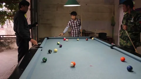 Man playing billiards Stock Footage 47455456