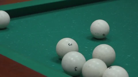 The man playing billiards hit the ball badly and did not hit the pocket Stock Footage 103119071