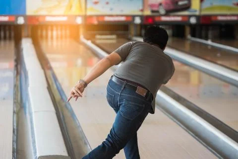 The man playing bowling Stock Photos