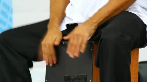 Man playing cajon box drum Stock Footage 11856759