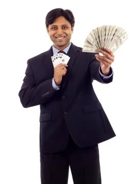 Man with Playing Cards Stock Photos
