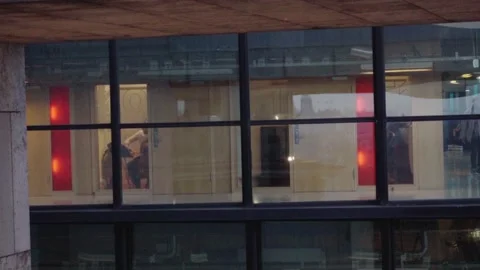 Man playing cello in another building, conservatory Stock Footage 225546307