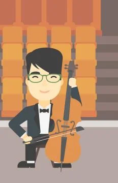 Man playing cello vector illustration Stock Illustration