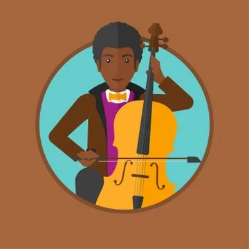 Man playing cello vector illustration Illustrazione stock