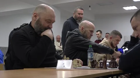 Man Playing Chess and Thinking. Medium Shot Stock Footage 332160312