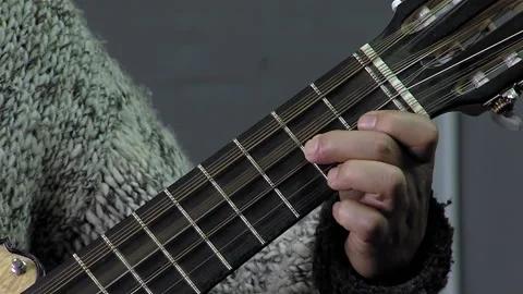 A Man Playing A Chilean Stringed Instrument Called "Guitarron". Close Up. Stock Footage 271609680