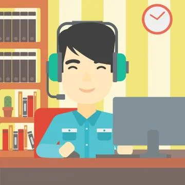 Man playing computer game vector illustration Illustrazione stock
